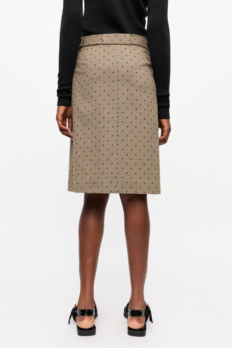 Flock Check Suiting Skirt, Elastane, in colour Tiger's Eye - 3 - GANNI