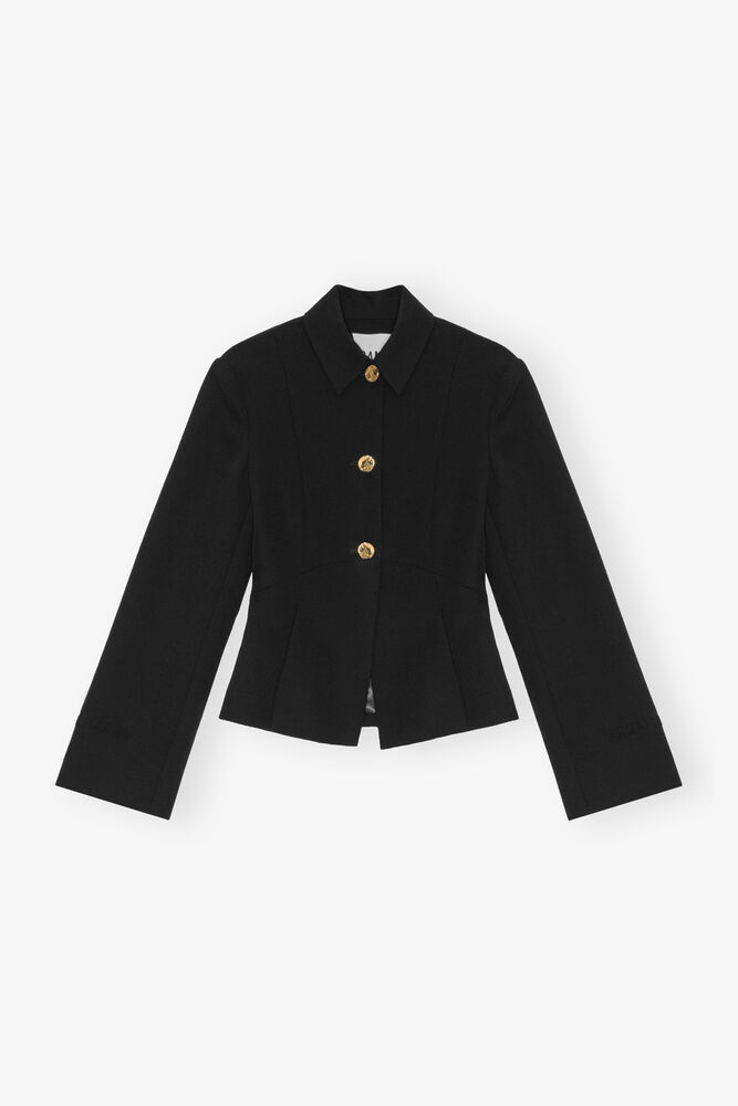 Black Light Twill Suiting Blazer, Black