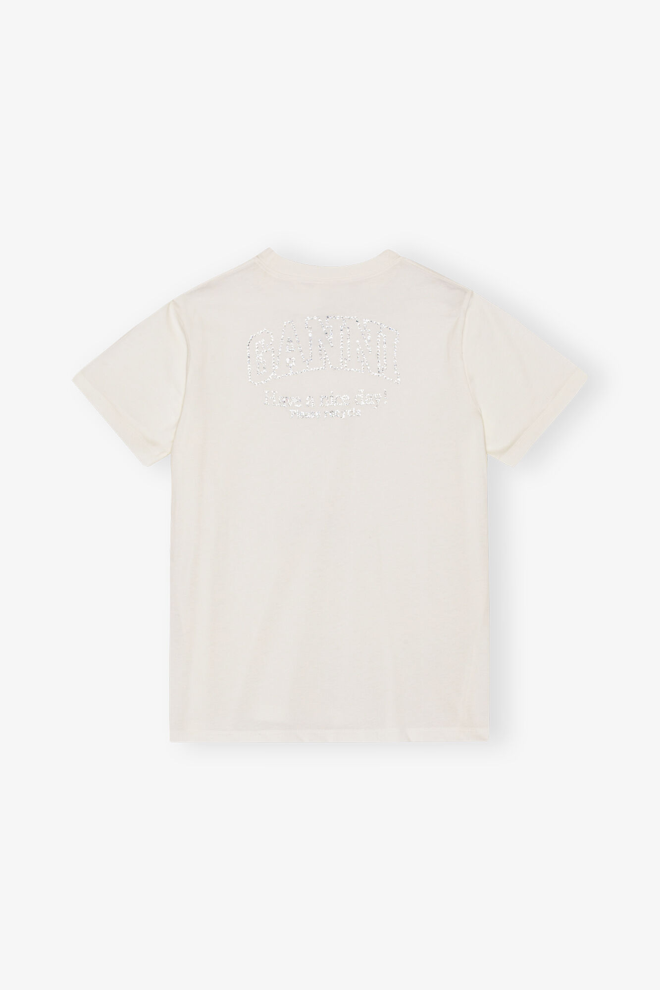 White Basic Jersey Rhinestone Relaxed T-shirt, Cotton, in colour Egret - 2 - GANNI
