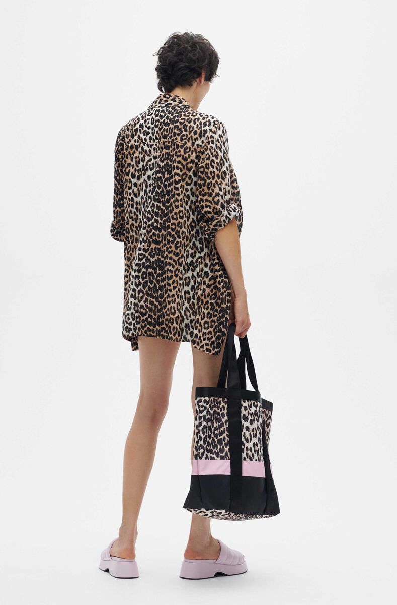 Leopard Print Cotton Shirt, Cotton, in colour Leopard - 2 - GANNI