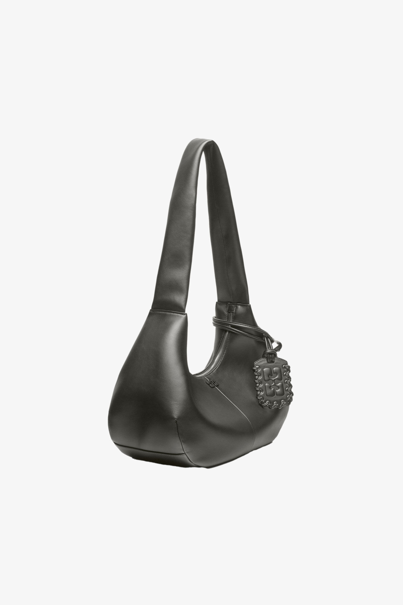 Dark Grey Medium Hobo Bag, Lyocell, in colour Steal Grey - 2 - GANNI