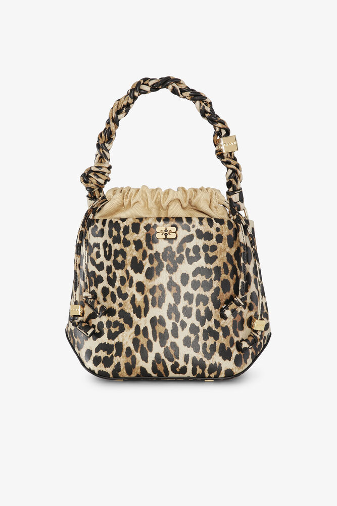 Leopard GANNI Bou Bucket Bag, Leopard