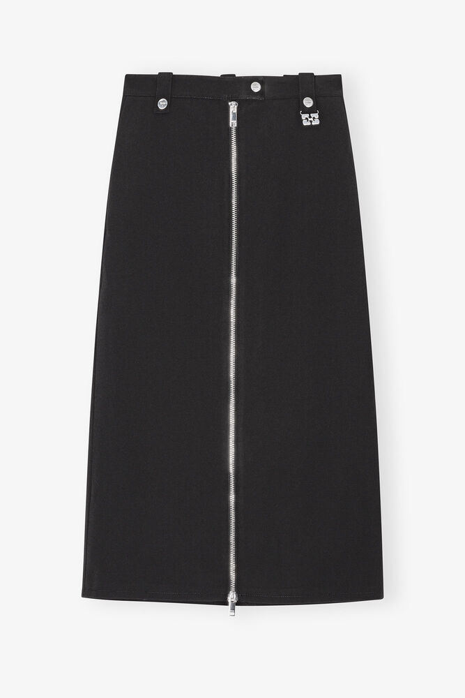 Black Bonded Crepe Skirt, Black