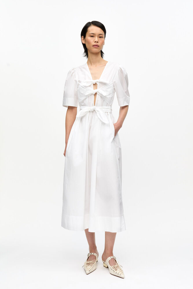 White Stretch Cotton Dress, Bright White