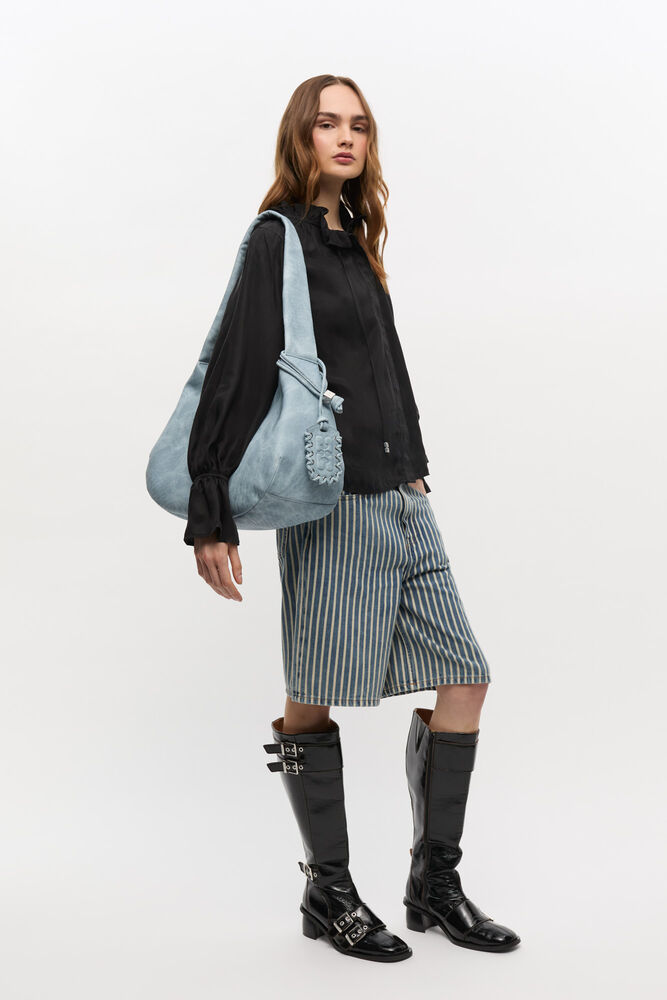 Bleached Medium Hobo Bag, Celestial Blue