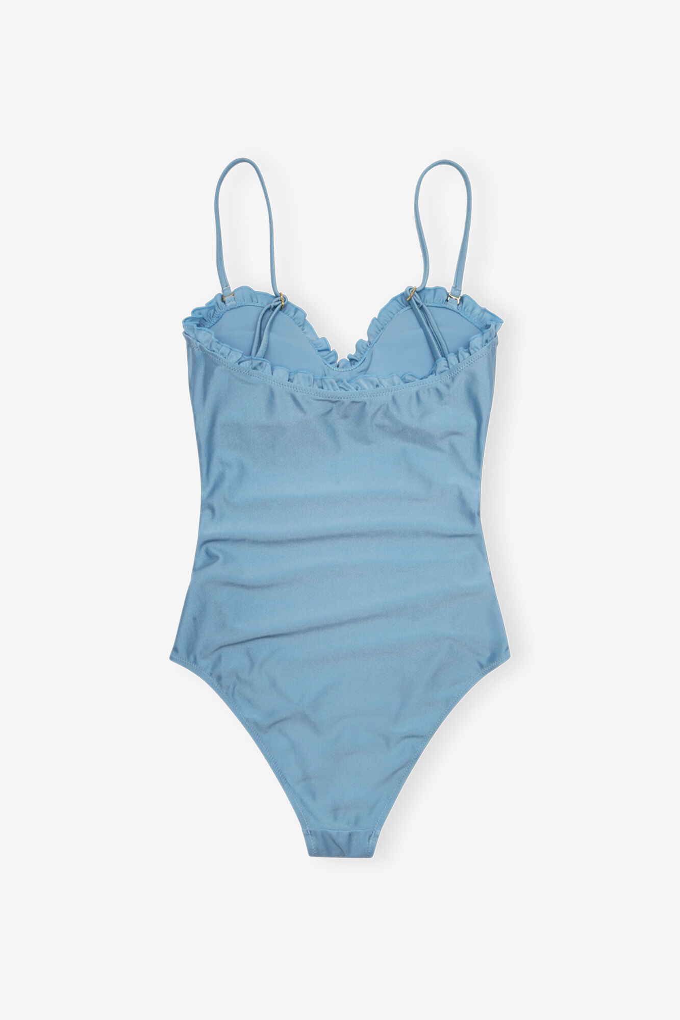 Blue Gathered Swimsuit, Nylon, in colour Glacier Lake - 2 - GANNI