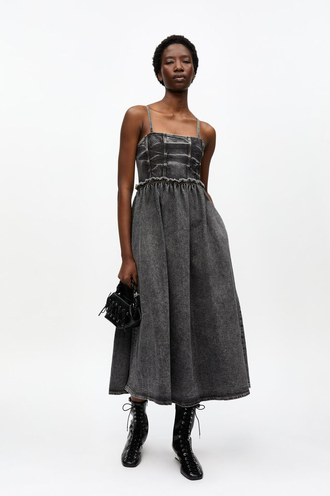 Black Washed Stretch Future Denim Dress, Black Washed