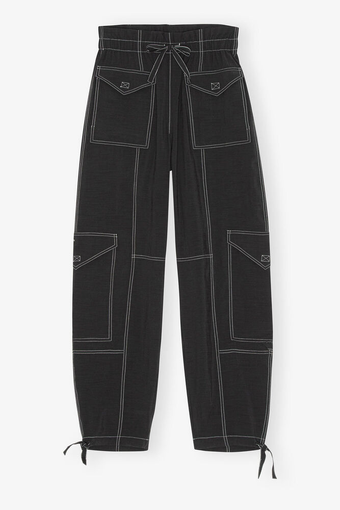 Light Slub Pocket Trousers, Black
