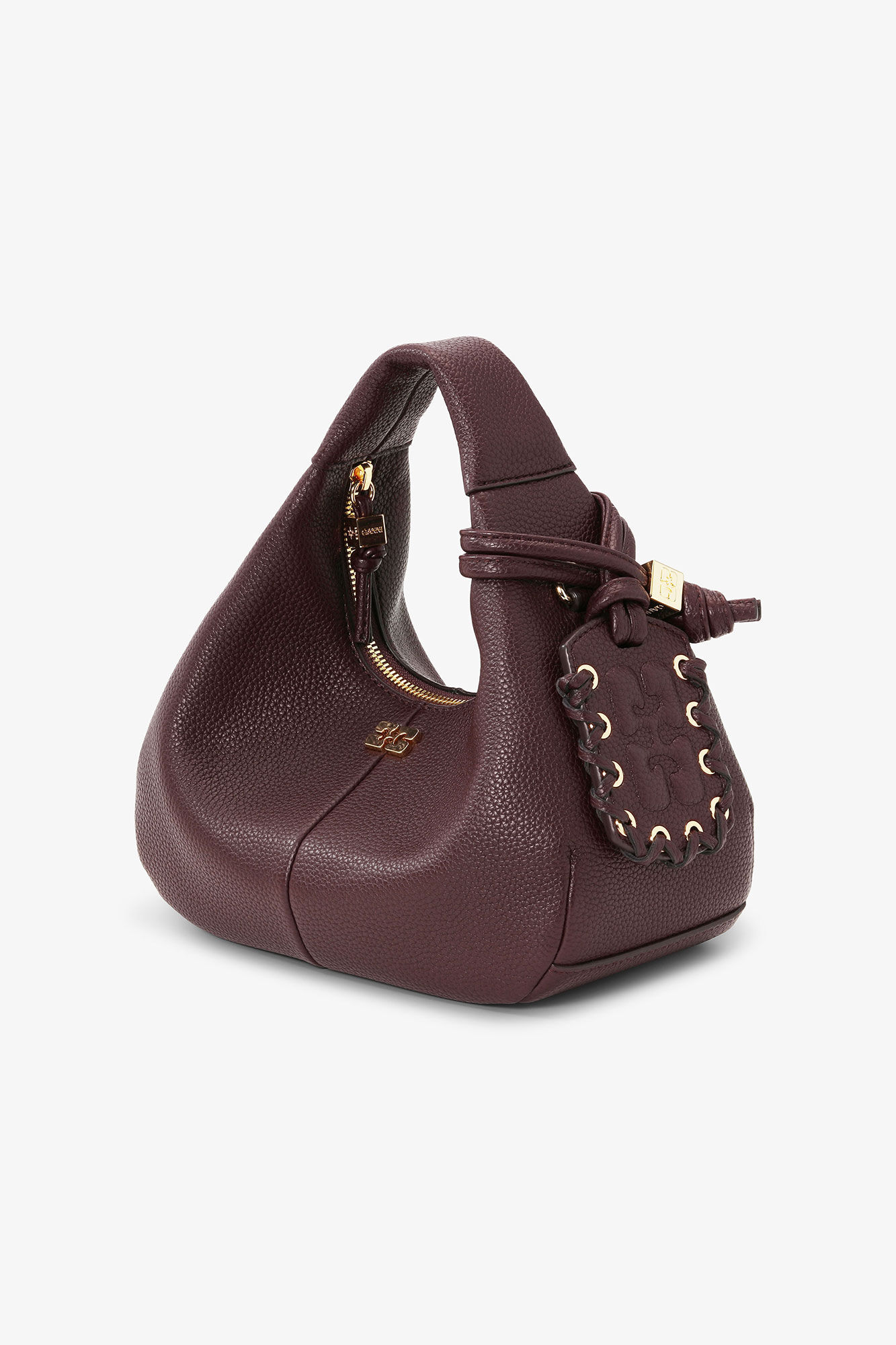 Brown Mini Hobo Bag, Polyurethane, in colour Chicory Coffee - 2 - GANNI