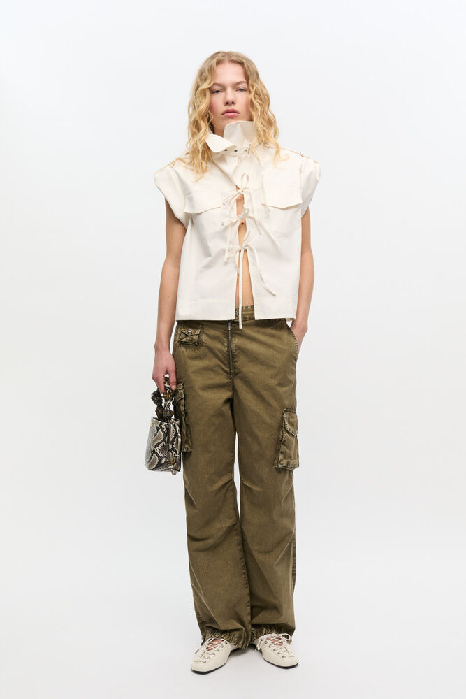 Snake Mini GANNI Bou Bucket Bag, Egret