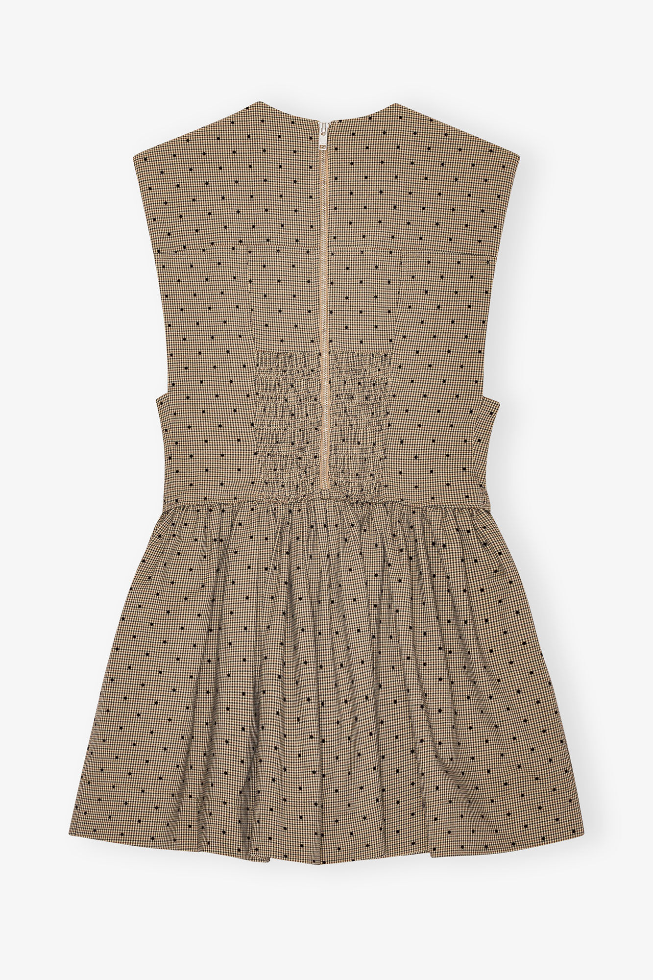 Brown Flock Suiting Corset Mini Dress, Elastane, in colour Tiger's Eye - 2 - GANNI