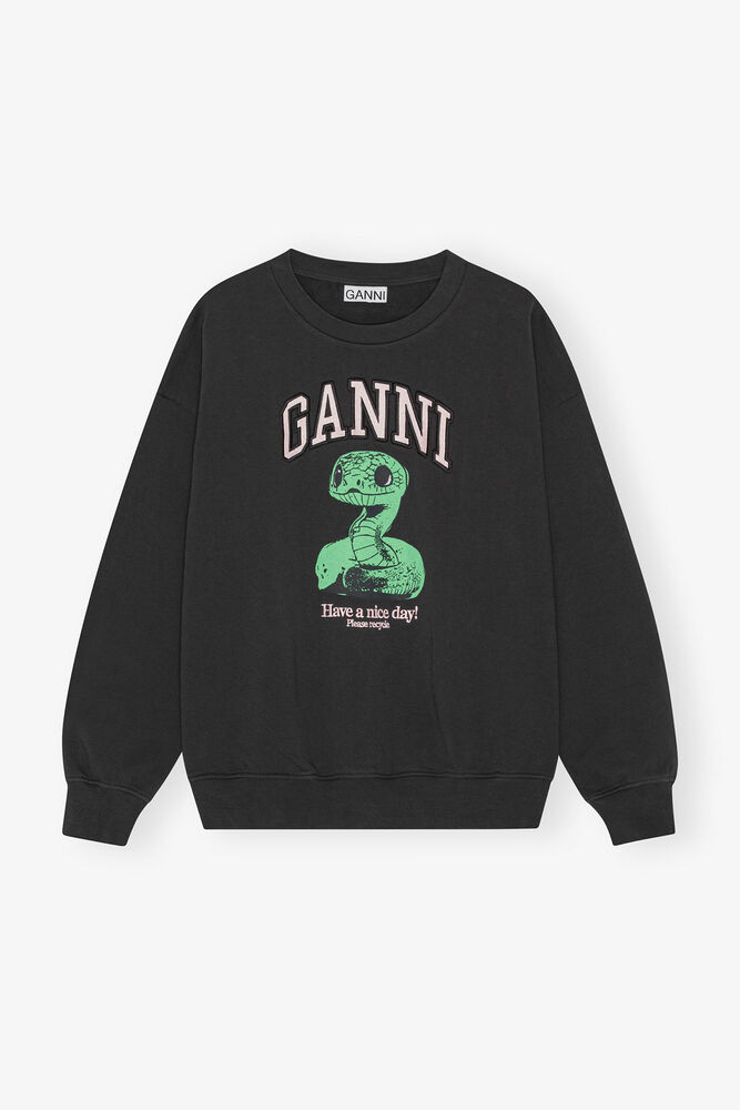 Black Snake Printed Oversized Sweatshirt, Phantom
