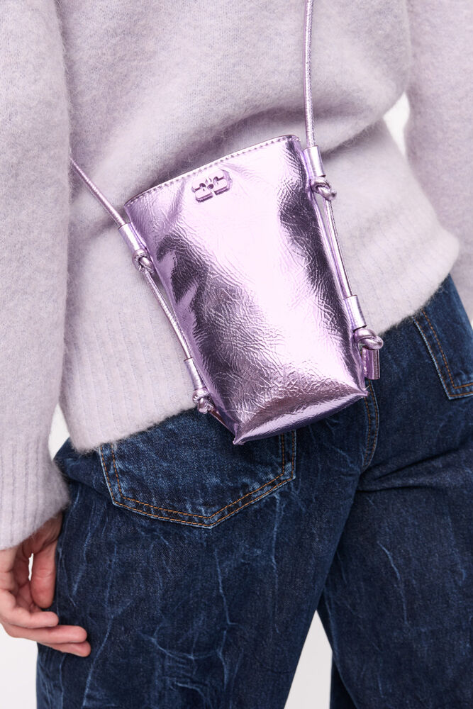 Pink Metallic GANNI Bou Crossbody Bag, Pink Lavender