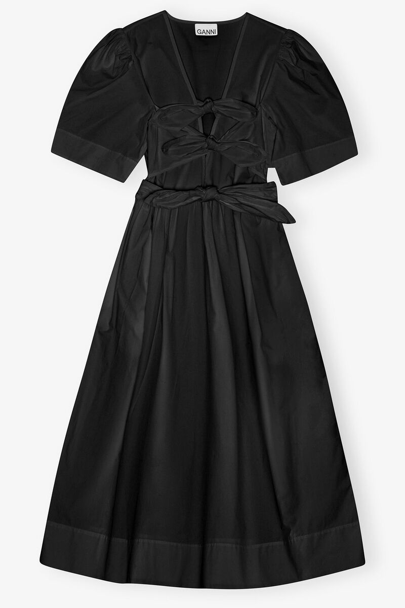 Black Stretch Cotton Dress, Elastane, in colour Black - 1 - GANNI