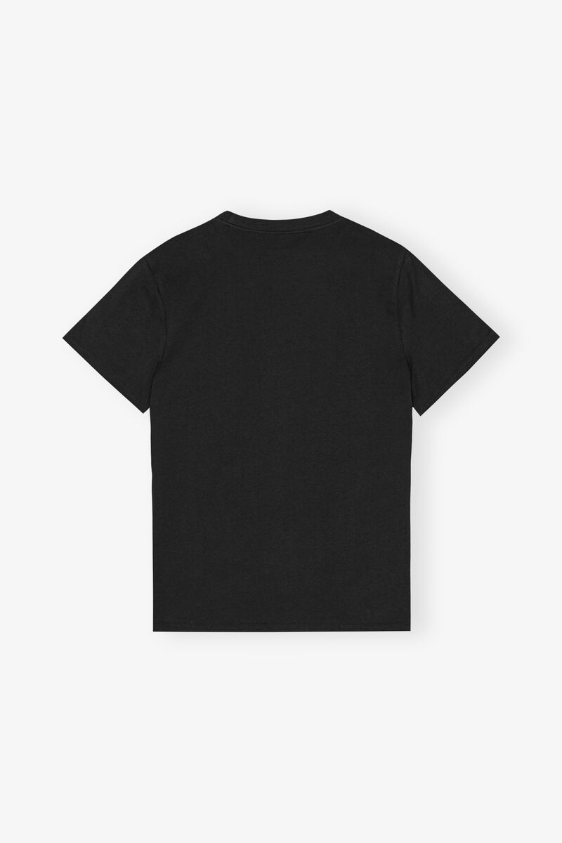 Black Basic Jersey Rose Relaxed T-shirt, Cotton, in colour Phantom - 2 - GANNI
