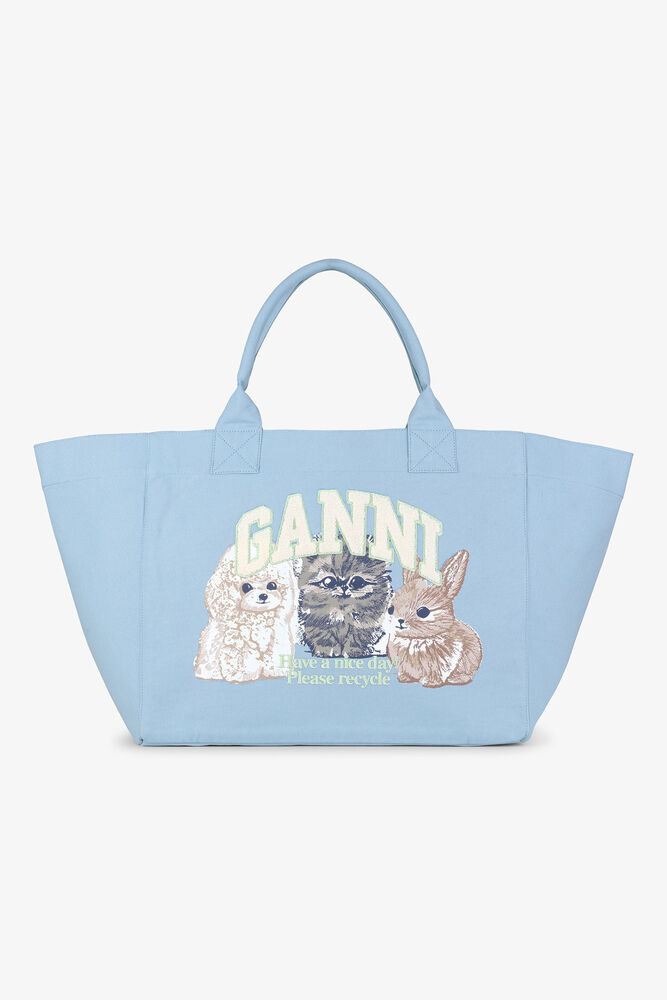 Blue XXL Animal Print Tote, Soft Chambray