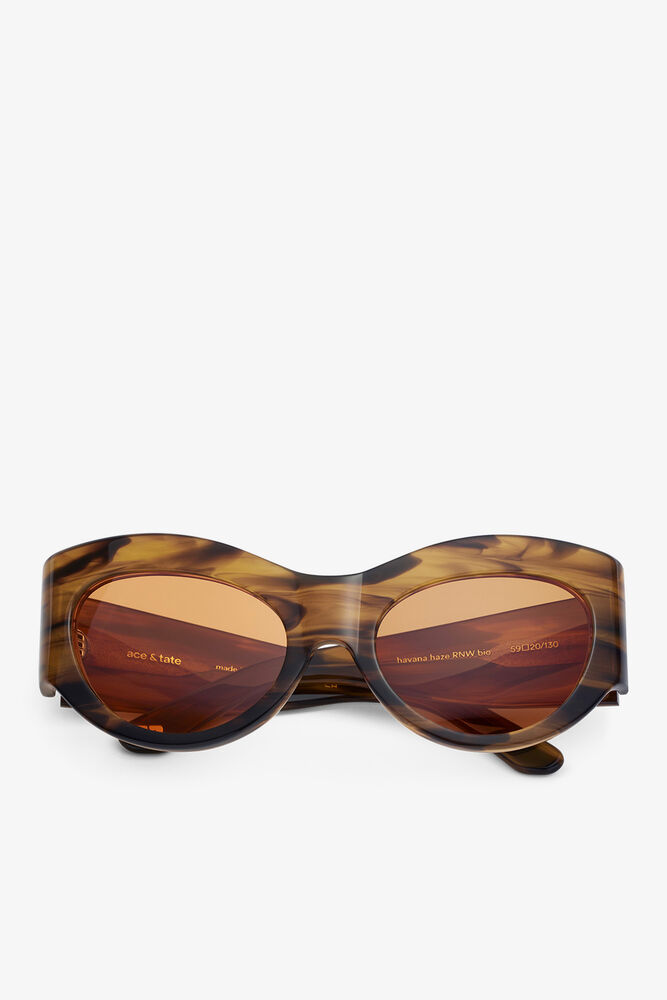 GANNI x Ace & Tate Trixie Sunglasses, Tobacco Brown