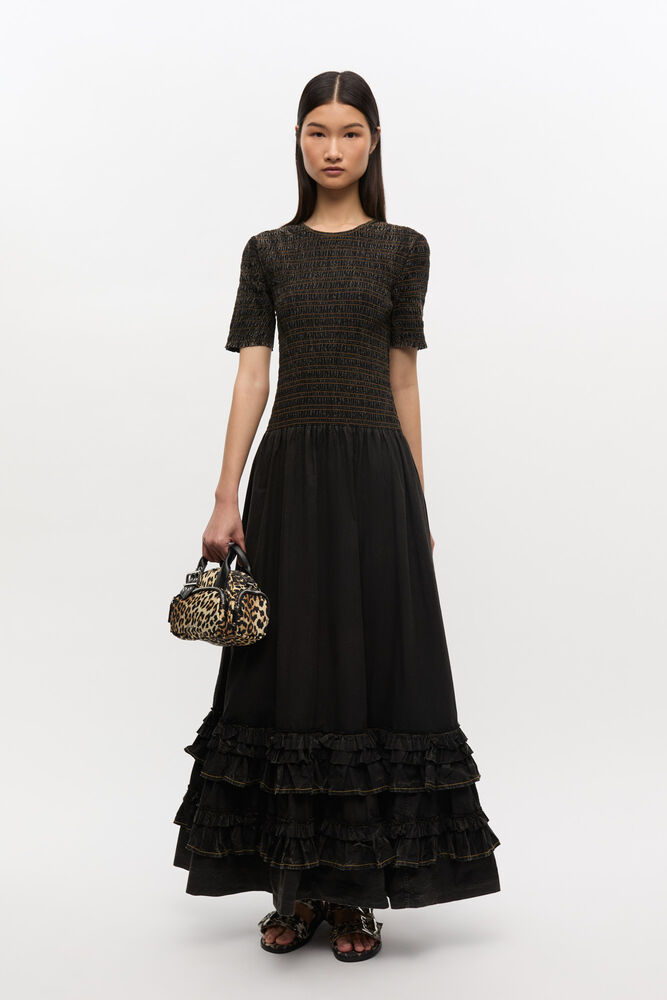 Black Washed Smock Dress, Black