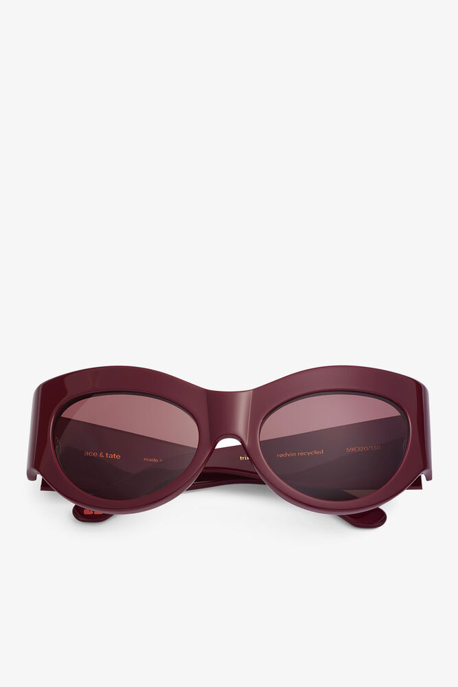 GANNI x Ace & Tate Trixie Sunglasses, Burgundy