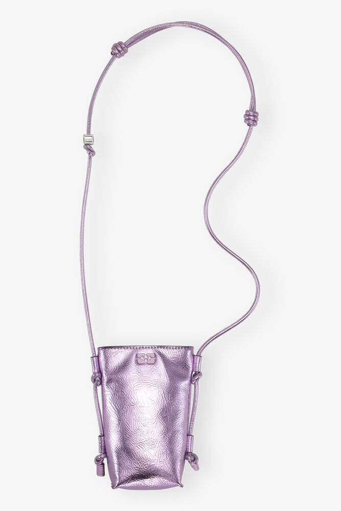 Pink Metallic GANNI Bou Crossbody Bag, Pink Lavender