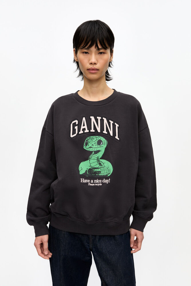 Black Snake Printed Oversized Sweatshirt, Phantom