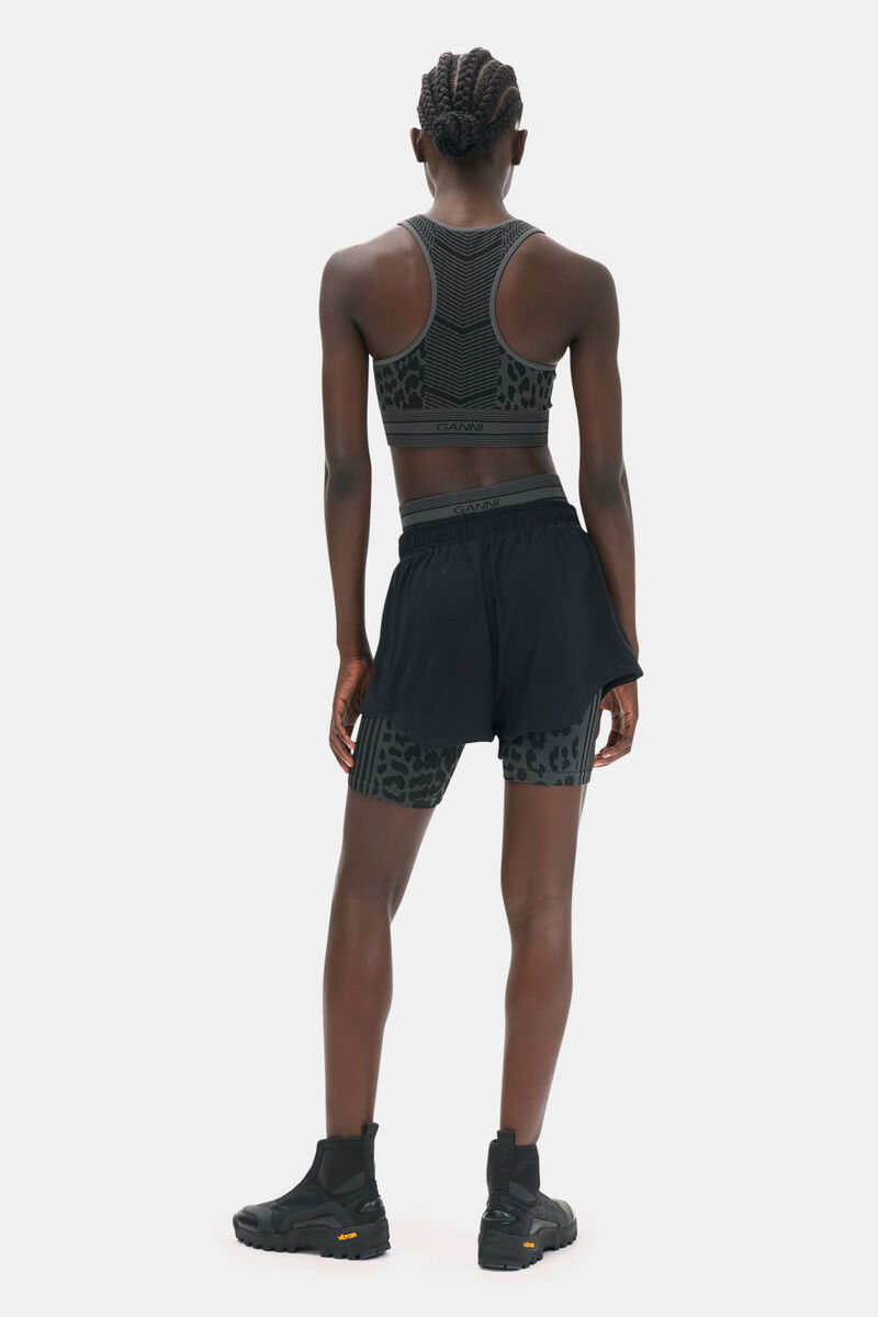 Active Mesh Shorts, Elastane, in colour Black - 2 - GANNI