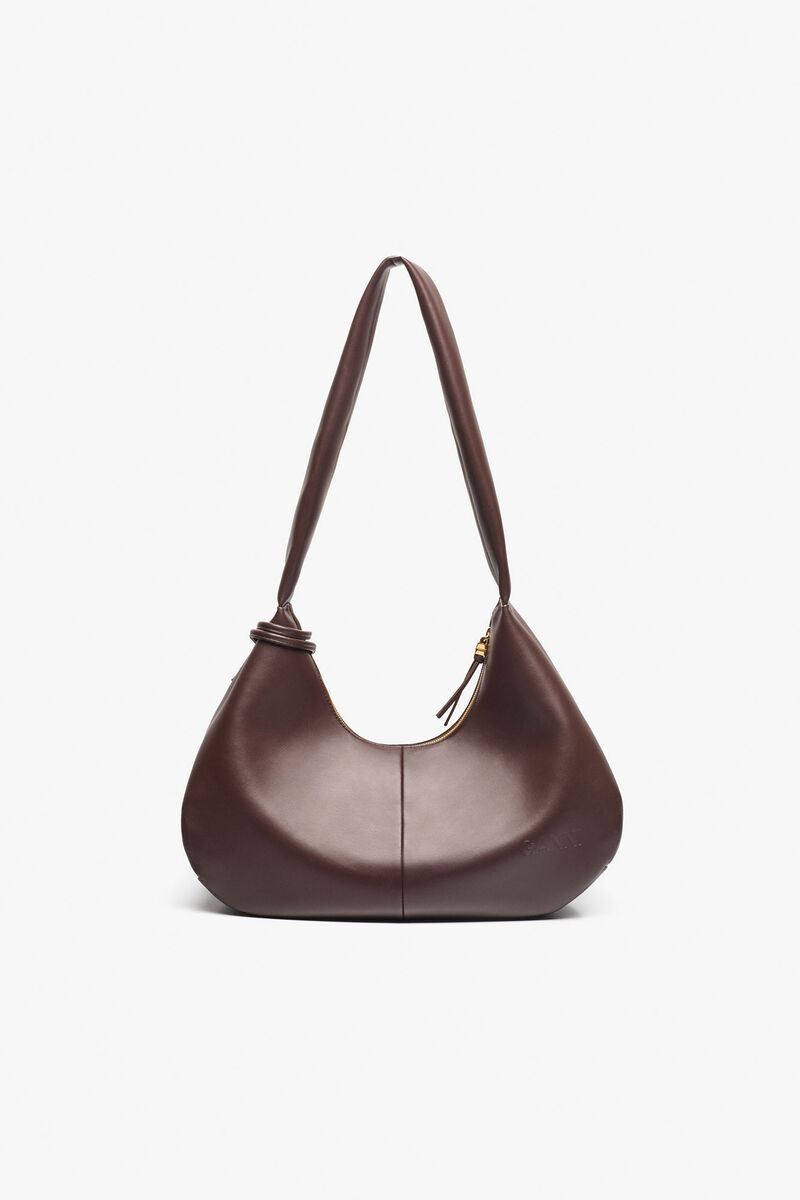 Brown Medium Hobo Bag, Polyester, in colour Seal Brown - 3 - GANNI