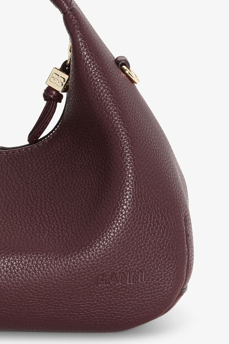Brown Mini Hobo Bag, Polyurethane, in colour Chicory Coffee - 6 - GANNI
