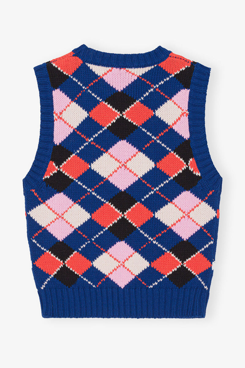 Graphic Cotton Vest, Cotton, in colour Sodalite Blue - 2 - GANNI
