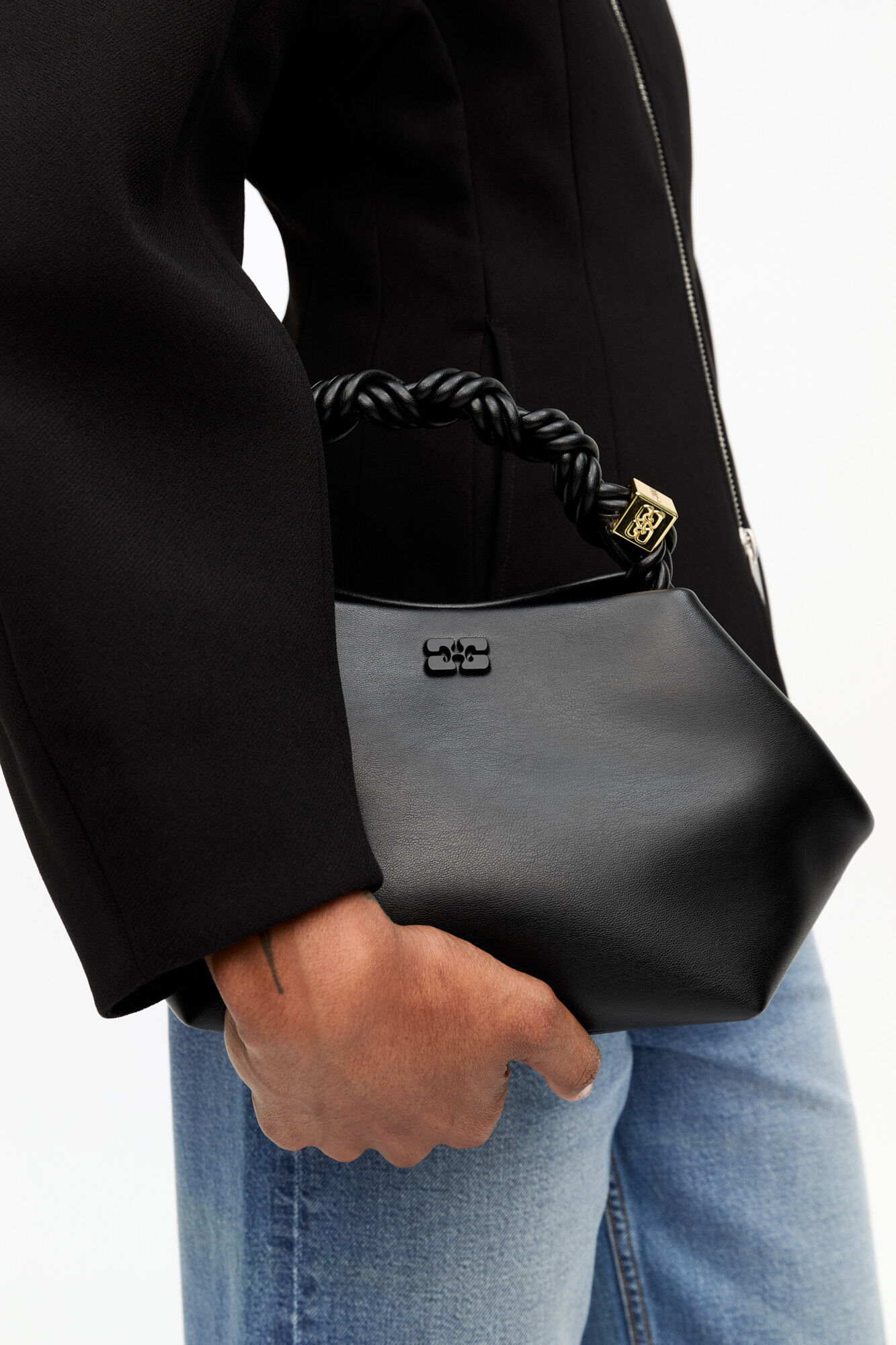Black Small GANNI Bou Bag, Polyester, in colour Black - 3 - GANNI