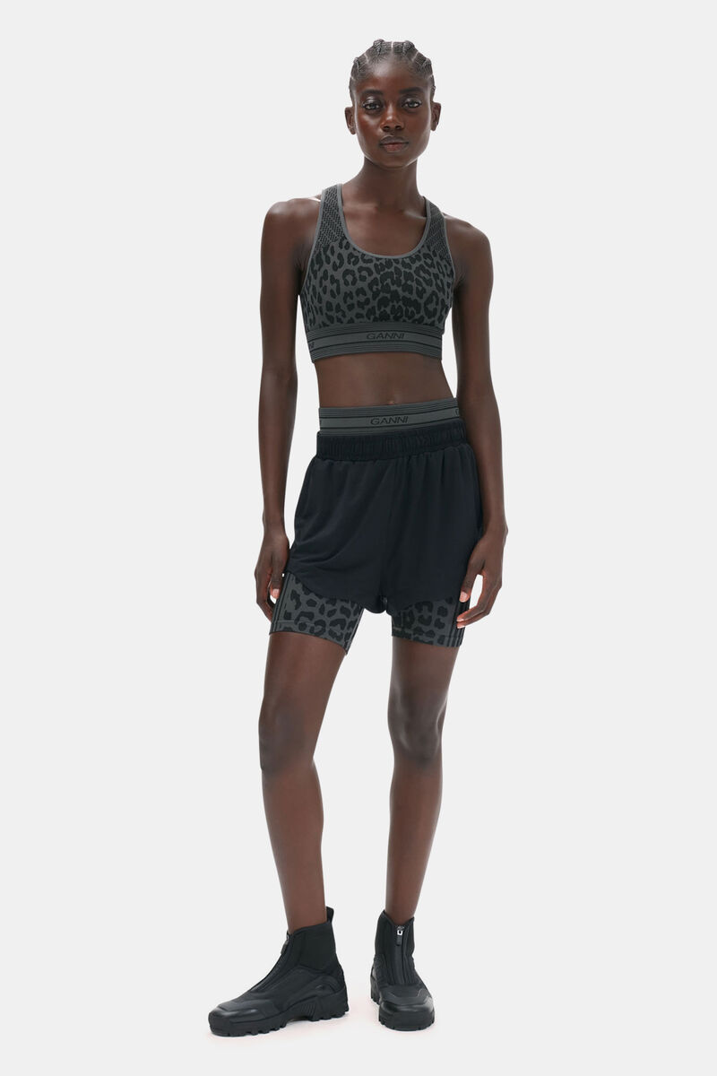 Active Mesh Shorts, Elastane, in colour Black - 1 - GANNI