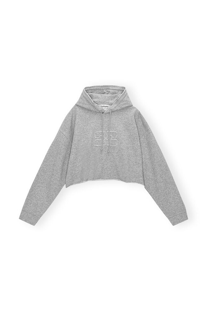Grey Oversized Isoli Cropped Hoodie, Paloma Melange