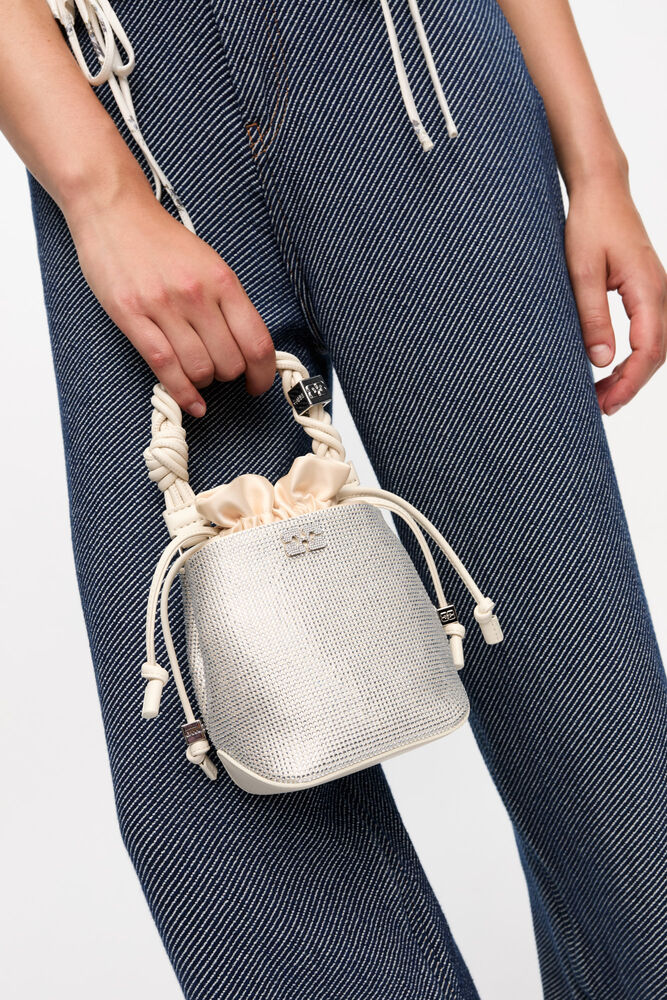 Ivory Mini GANNI Bou Bucket Bag, Egret