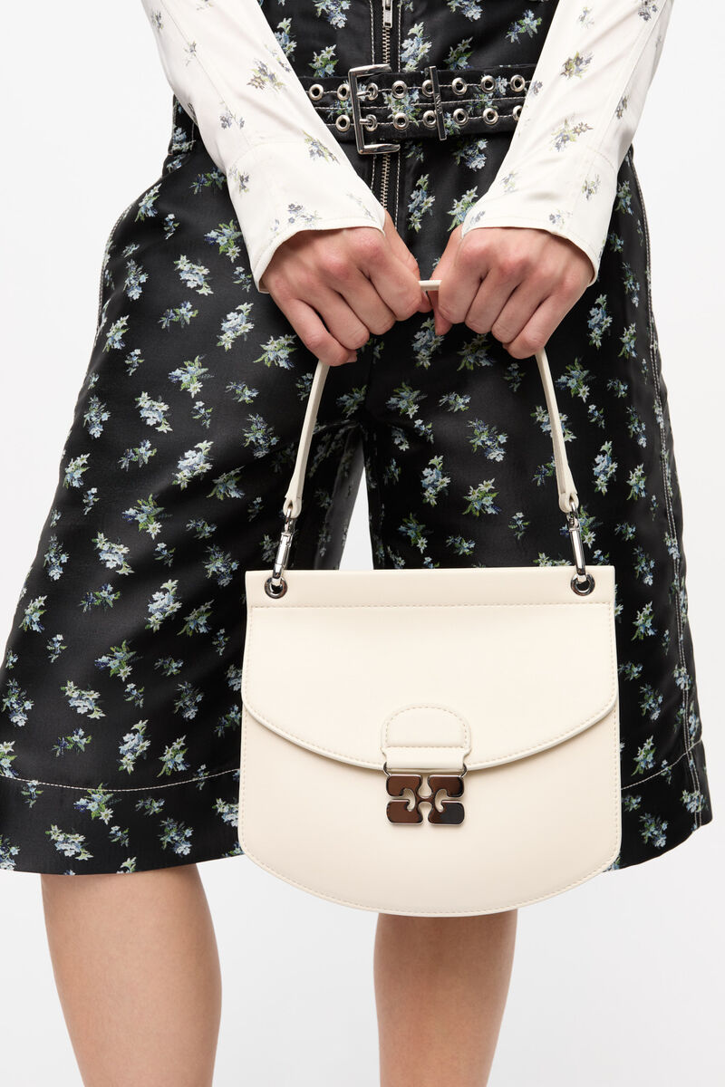 Ivory Small Apo-G Bag, Polyester, in colour Egret - 1 - GANNI