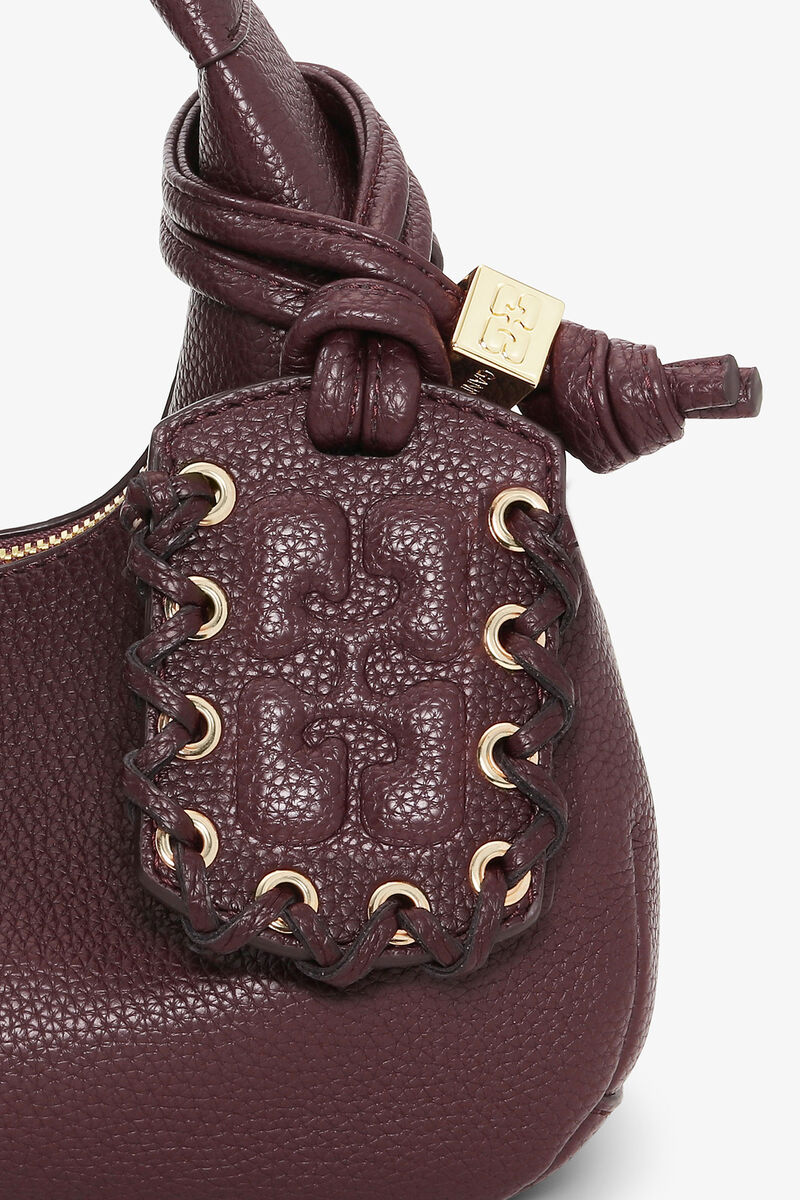 Brown Mini Hobo Bag, Polyurethane, in colour Chicory Coffee - 4 - GANNI