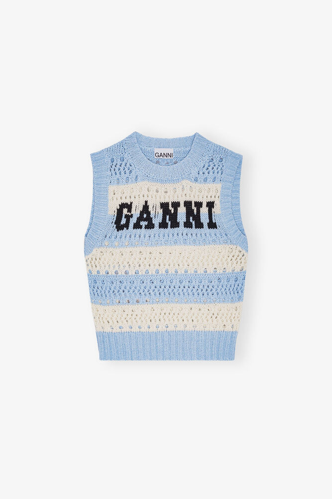 Light Blue Striped Vest, Soft Chambray